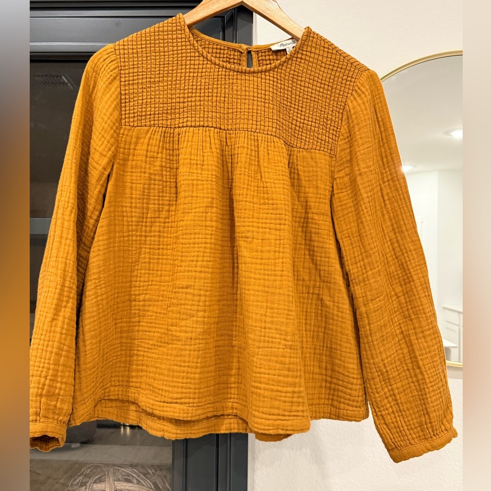 Madewell Deep Mustard Yellow Textured Women's Top